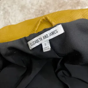 Elizabeth and James Moto Jacket Mustard Yellow Faux Leather Biker‎ Size Small thumbnail 7