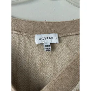 Lucy Paris Zebra Patterned Tan & Cream Cropped Cardigan Size Medium Soft Cozy thumbnail 7