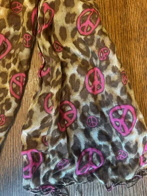 Justice Y2K Leopard Scarf with Peace Signs thumbnail 2