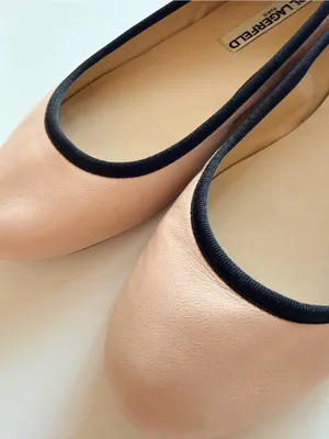 Karl Lagerfeld Leroux leather ballet flats, blush pink black trim, sz 7 thumbnail 14