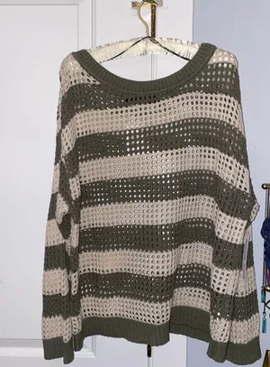 RDI Green and Cream Striped Sweater thumbnail 1