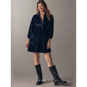 Anthropologie Maeve The Bettina Tiered Shirt Dress: Mini Velvet Edition thumbnail 4