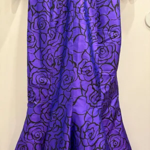 Marisa Baratelli Black Purple Floral Ruched Surplice‎ Mermaid Evening Gown 10 thumbnail 9