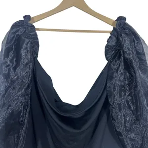 Lulus Dramatic Organza Puff Sleeve Solid Bodysuit Black Romantic Chic Size XL thumbnail 3