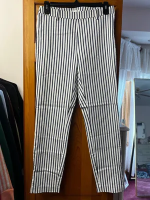 H&M Striped Navy & White Slim Ankle Pants thumbnail 2