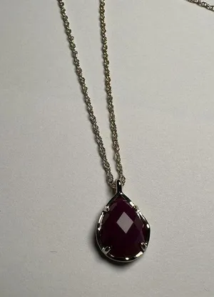 Kendra Scott Purple Pendant Silver Tone Necklace Adjustable Length NWT thumbnail 3