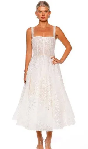 Bronx and Banco NWT Mademoiselle Bridal Midi Dress in White. thumbnail 10