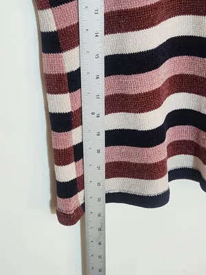 Chenault Pink and Navy Striped Chenille Pullover Size Large thumbnail 6