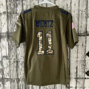 Eagles football Salute to Service special edition green Wentz #11 NFL jersey thumbnail 4