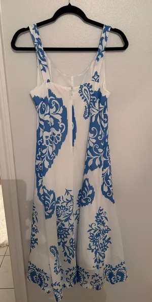 THML Blue and White Sleeveless Midi Dress thumbnail 1