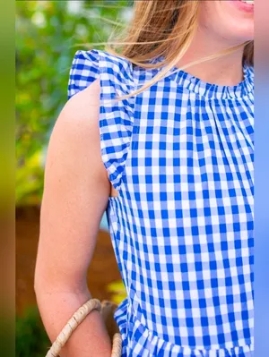 NWT J.Crew Tiered Ruffle-Sleeve Midi in Sapphire Gingham Cotton Dress XS thumbnail 3