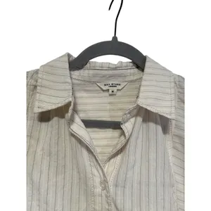 Max Studio London Button Down Shirt Medium Ivory Striped thumbnail 3