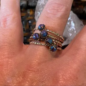Two-Tone Copper Purple Turquoise Arizona Multi Band Ring Size 9.5 thumbnail 5