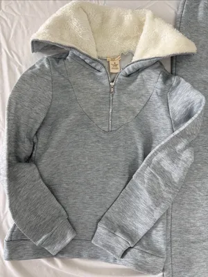 NYC Heather Gray Sherpa-Lined Zip Jacket and Joggers Sz M thumbnail 3