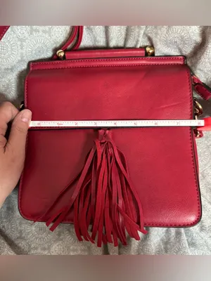 Red Leather Tassel Top-Handle Crossbody Bag thumbnail 5