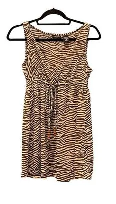 New York & Company Zebra Print Sleeveless Knee Length Dress M Black $ White thumbnail 1