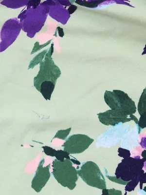 Denim & Co. Womens Printed Favorite Jersey Split Knit Shirt Fresh Sage Green 2XS thumbnail 5