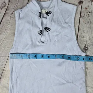 Truly Madly Deeply Light Blue‎ Ribbed Mock Neck Sleeveless Crop Tank Top XS thumbnail 6
