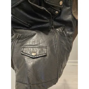 Loft Material Girl Moto Jacket Womens Small Brown Faux Leather Brown Sleeve Biker Zip thumbnail 2