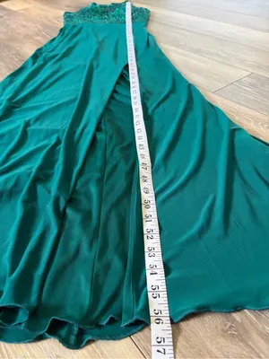 Sherri Hill Teal Beaded Halter Prom Gown with Side Slit thumbnail 14
