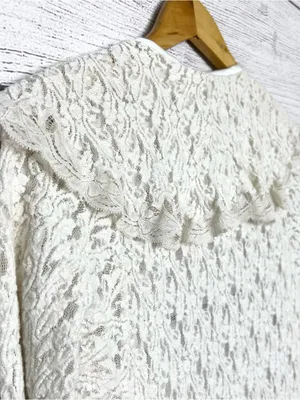 American Vintage Vintage Cream Lace Open Front Robe Duster Cardigan Size Small thumbnail 10