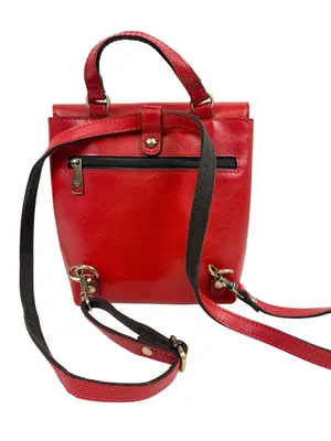 Patricia Nash Small Vatoni Convertible Leather‎ Backpack Papaya Red Leather thumbnail 12