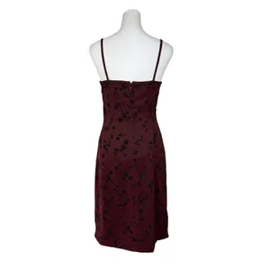 Vintage Y2K La Belle Burgundy & Black Floral Print Sleeveless Bodycon Midi Dress thumbnail 7
