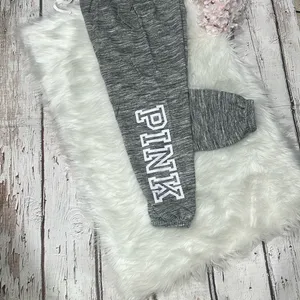 PINK Victoria's Secret Gray Joggers With White Pink Lettering thumbnail 5