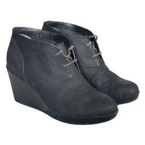 Cole Haan x Air Wedge Ankle Boots Black Leather Lace Up Chukka Womens 8B Indie thumbnail 3