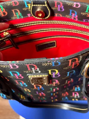 Dooney Bourke Db75 It Zip Top Black Multi Coated Canvas Tote thumbnail 5