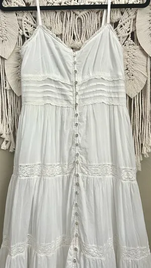 Mango White Cotton Tiered Dress thumbnail 2