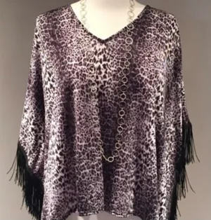 Anthropologie Cheetah Print Poncho with Fringe thumbnail 1