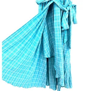 Calvin Klein‎ size 2 blue plaid sleeveless dress wrap style gingham tie waist thumbnail 6