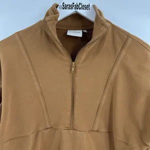 Richer Poorer‎ Terry Half Zip Pullover in Woodgrain Tan Brown Women's Size Small thumbnail 4