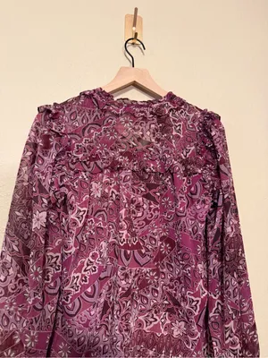 Avara Long Sleeve Purple Metallic Blouse Size Small thumbnail 6