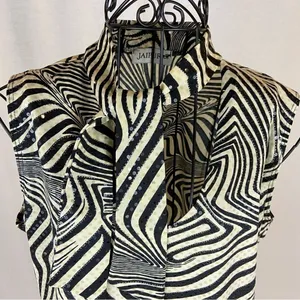 Vintage Y2K Jaipur Zebra Print Top Sparkle Sleeveless Mobwife Animal Print Large thumbnail 8