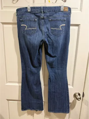 American Eagle Women's Bootcut Jeans - Medium Blue Wash Size 14 thumbnail 6