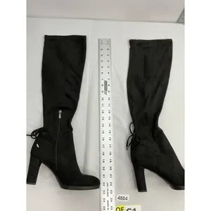 Womans Franco Sarto Ivorie Pull On Knee High Boots 8.5 M 1/4 Zip Black Heel thumbnail 4