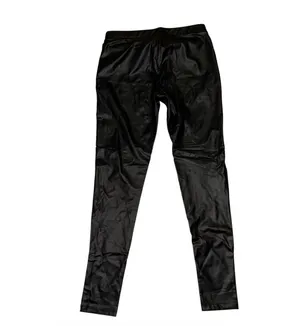 Edgy alternative black shiny mesh & animal print leggings thumbnail 3