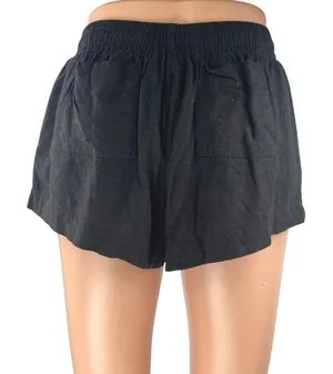 Princess Polly Women's Black Linen Elastic Waist Casual Lounge Shorts Size 4 thumbnail 1