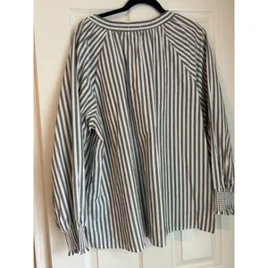 Maurice’s Striped Top 1X Plus Size Striped V Neck Poplin Blouse thumbnail 2