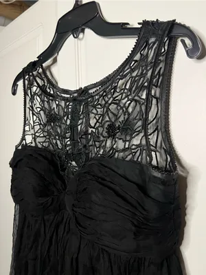 Y2K Vintage Dolce Jovani Silk Beaded Lace Cocktail Dress thumbnail 4