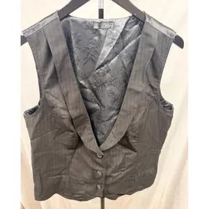 Old Navy Vintage 2000's Women's Black Pinstripe Goth Office Low Cut Vest/Waistcoat XL thumbnail 2