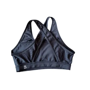 Buff Bunny Collection Black Perforated‎ Strappy Sports Bra Small thumbnail 2