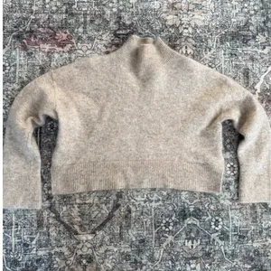 & Other Stories Paris Atelier‎ Mock Neck Sweater Beige Mohair Wool S Minimalist thumbnail 2