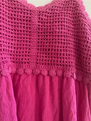 SO Pink Crochet Cotton Mini Dress XXL Beach Vacation Summer Resort thumbnail 3