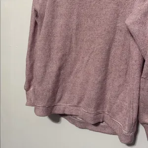 Aerie Red White Waffeknit Oversized Crewneck Pullover Sweatshirt thumbnail 5