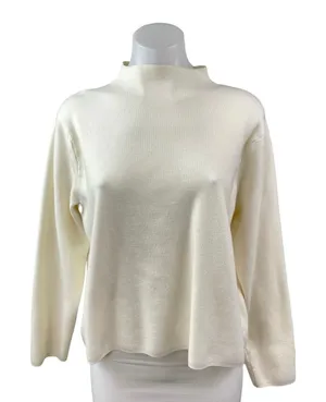 MNG Mango Women's Cream Ivory Long Sleeve Mock Neck Knit Sweater Top Size L thumbnail 1