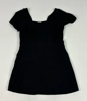 Abercrombie & Fitch Sundress Womens XS Petite Black Puff Sleeve Smocked‎ Linen thumbnail 1