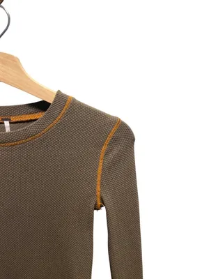 Free People Zip It Waffle Knit Thermal Top Khaki Size XS Neutral Fall Boho Cute thumbnail 9